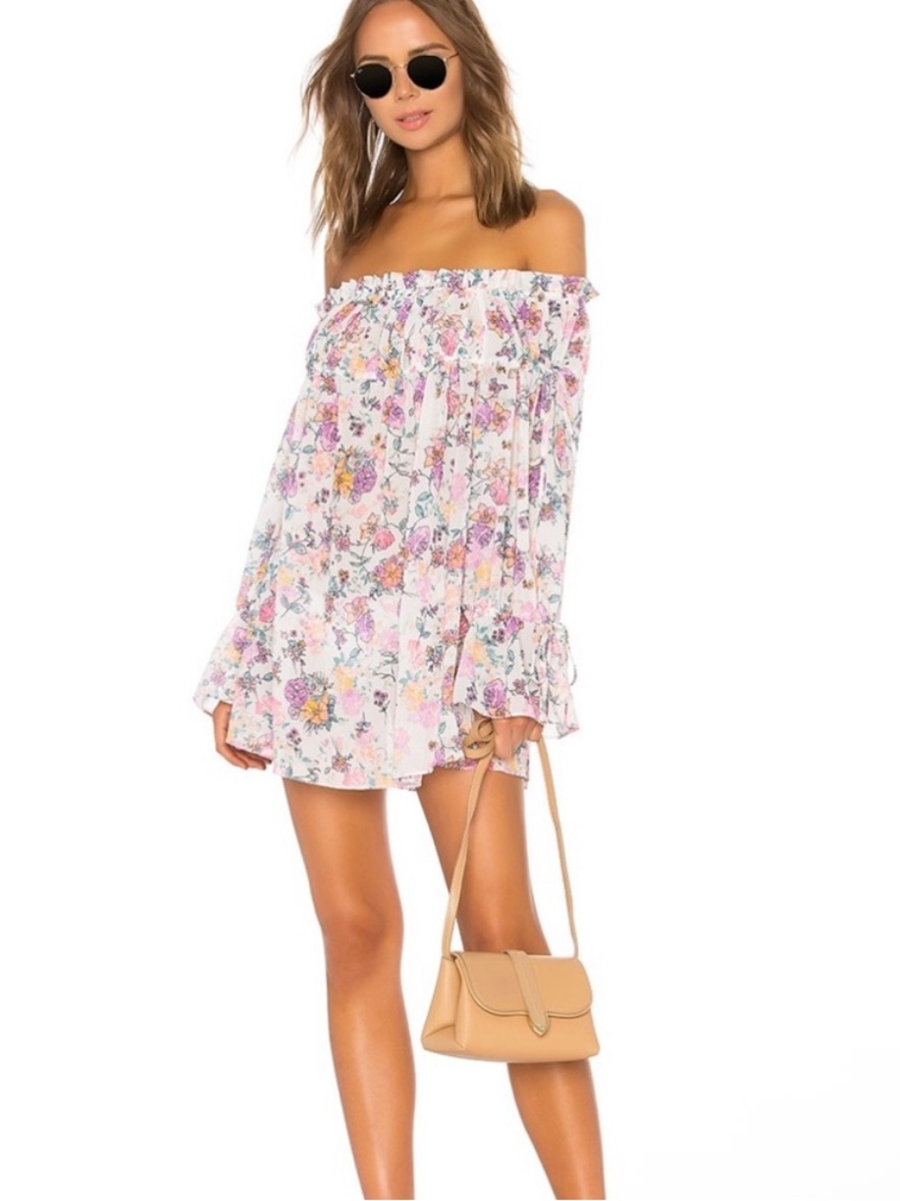 Revolve Tularosa Brogan off the shoulder Mini Dress Floral Size S NWT